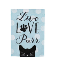 Flag - Live Love Purr Garden Burlap Flag