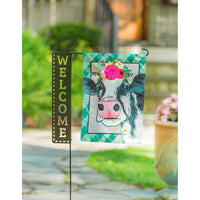 Flag - Floral Crowned Cow Garden Linen Flag