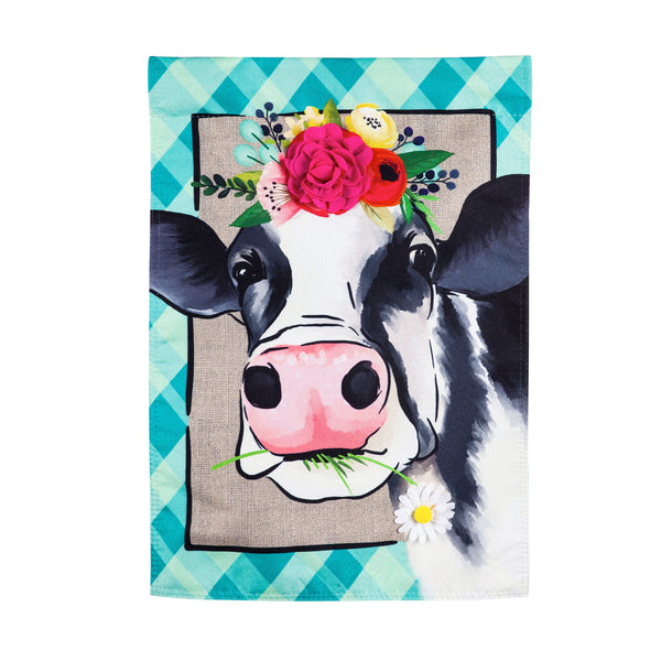 Flag - Floral Crowned Cow Garden Linen Flag