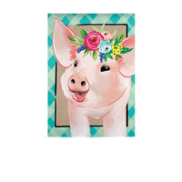 Flag - Floral Crowned Pig Garden Linen Flag