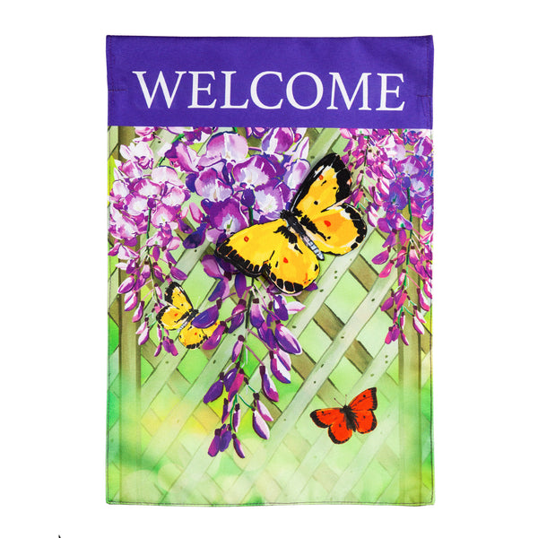 Flag - Butterfly Lattice Garden Linen Flag