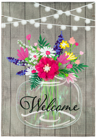 Flag - Mason Jar and Lights Garden Burlap Flag