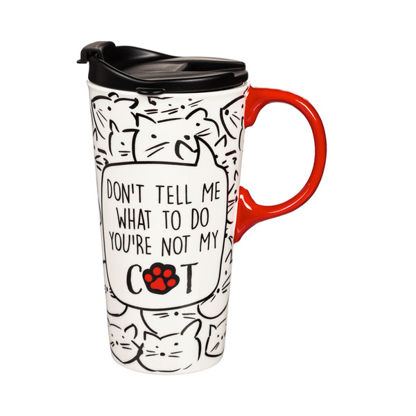 Ceramic Travel Cup - Not my cat, 17 oz.