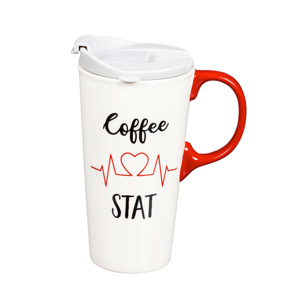 Ceramic Travel Cup, 17 Oz., w/ box, Coffee Stat