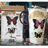 Ceramic Travel Cup, 17 OZ., Butterfly