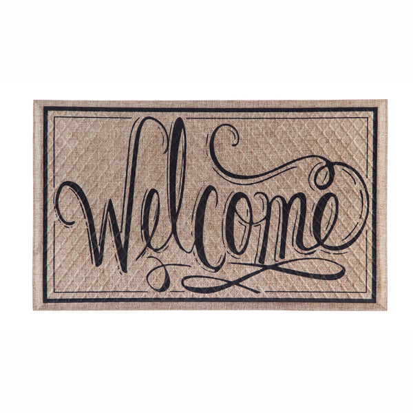 Mat - (XLarge) Welcome Script Embossed (Large 30" x 18") (EXTRA LARGE INSERTS)