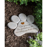 Memorial Garden Stone - 11inch Paw Shaped Pet Memorial Garden Stone, "Best Friends Live Forever"