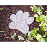 Memorial Garden Stone - 11inch Paw Shaped Pet Memorial Garden Stone, "Best Friends Live Forever"